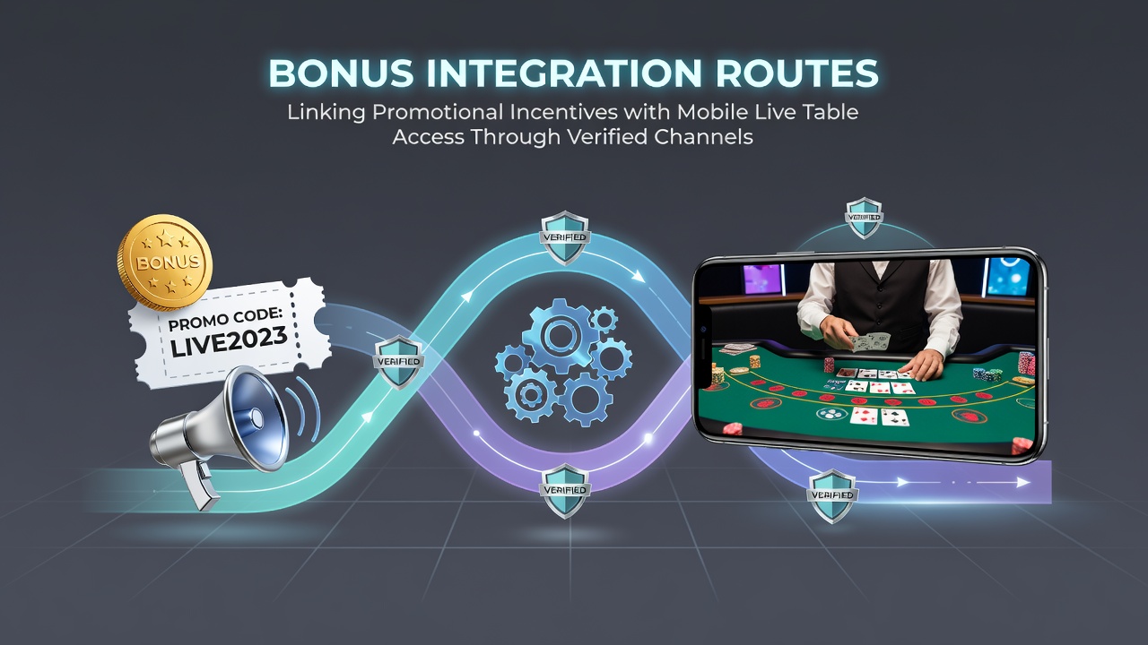 Illustration of secure bonus integration routes linking promotional incentives to mobile live table access