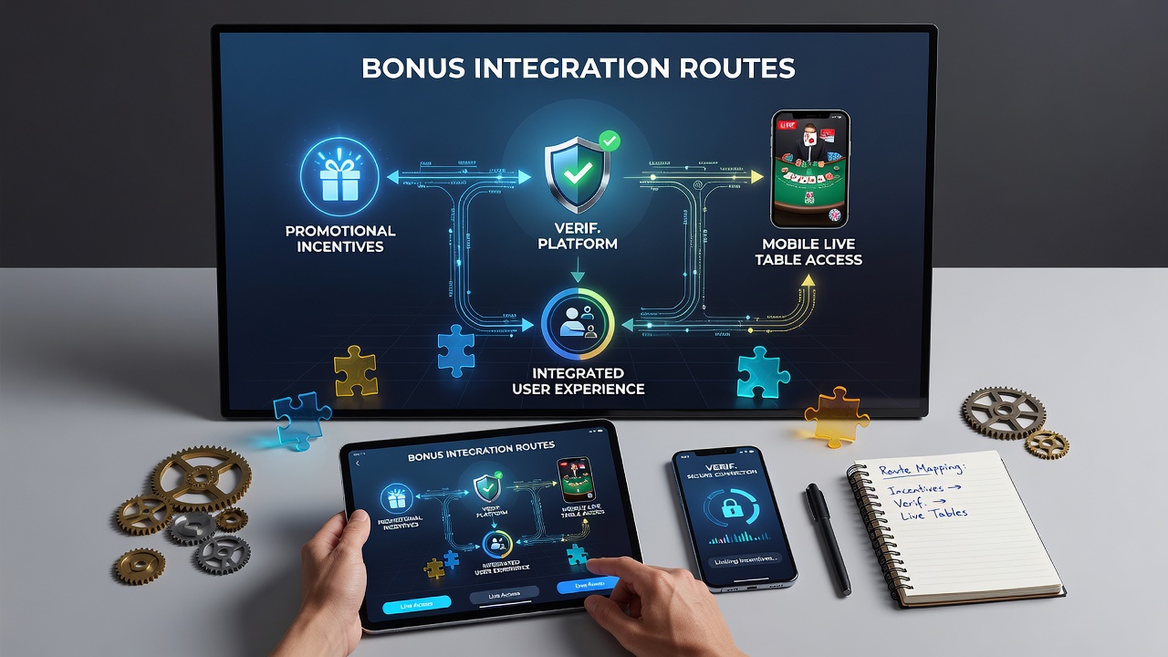 Diagram showing affiliate networks connecting promotional bonuses to verified mobile live table channels