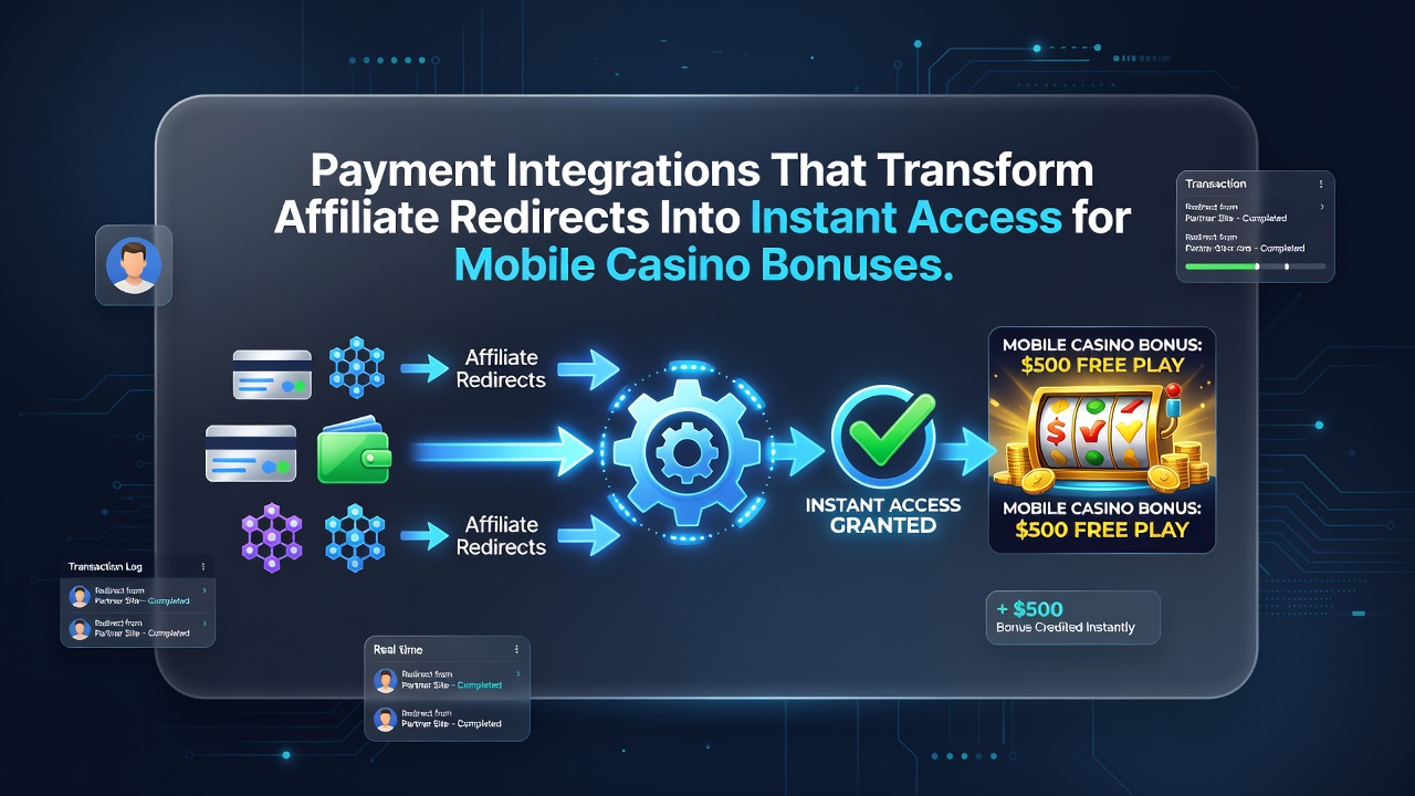 Mobile casino interface showing instant bonus credit after payment integration completes